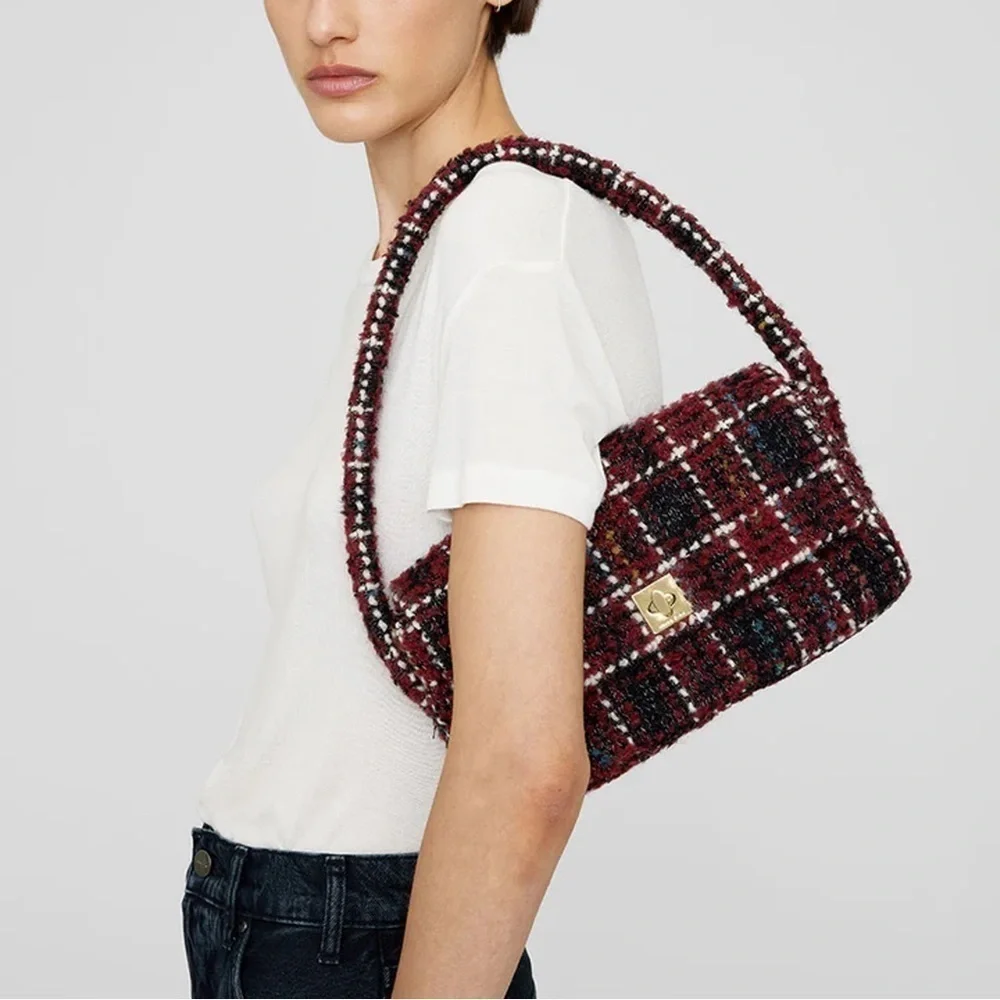 ANINE BING NWT Nico Bag in Cherry Plaid